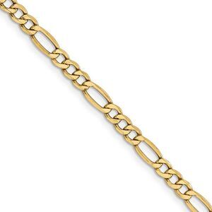 4.75mm, 14k Yellow Gold, Hollow Figaro Chain Necklace, 20 Inch